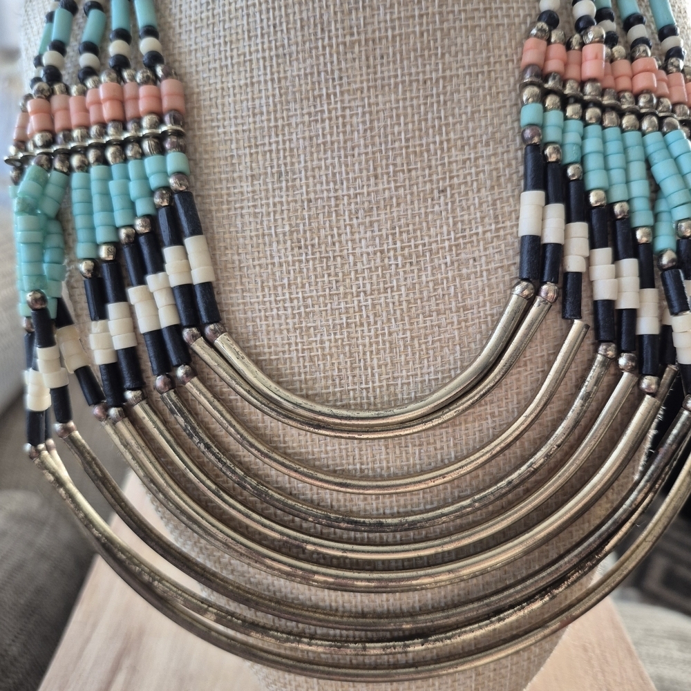 Bohemian Multicolor Beaded Necklace - Picture 2 of 7
